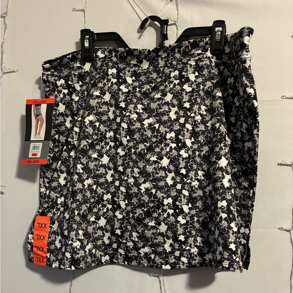 Floral Black and White Skirt